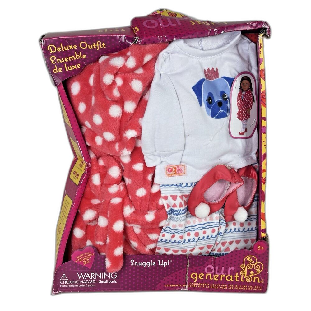 Our Generation Snuggle Up Pug Pajamas Clothes Outfit,Deluxe Outfit
